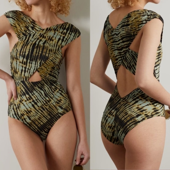 Ulla Johnson The Keiran Maillot One Piece Cutout Fig Swimsuit XL Beach Vacation - Picture 3 of 8